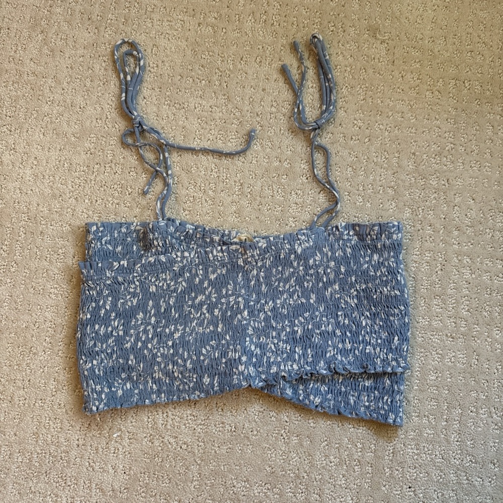 Endless Blue Smocked Women's Crop Top
